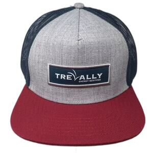 Staunch Trucker Hat Gray Red OS Trevally Energy Services Mesh Snapback Patch